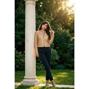 VTG Sergio Vadducci Tan Genuine Leather Cropped Tan Jacket Size L